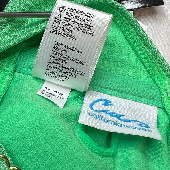CA Waves NEW Strapless Bandeau Bikini Swim Top sz Small Medium Glitter Green NWT - Picture 8 of 8